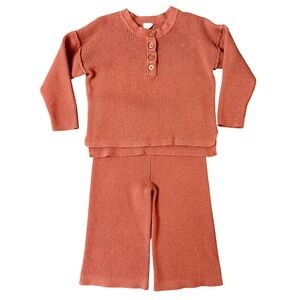 Modern Moments Toddler Henley Sweater & Wide-Leg Pant Stretch 2-Piece Set 18m‎